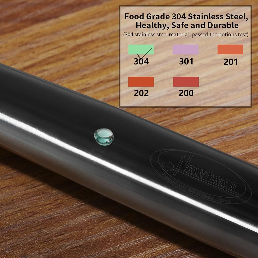 Newness Soup Ladle, [Rustproof, Heat Resistance, Integral Forming] Durable 304 Stainless Steel Soup Spoon with Vacuum Ergonomic Round Handle, Cooking Spoon for Kitchen, 13.7 Inches, Black