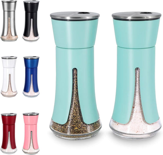Teal Salt and Pepper Shakers by Aelga, Salt Shaker with Adjustable Pour Holes, Teal Kitchen Accessories, Decor for Kitchen,Restaurants,Camp,BBQ