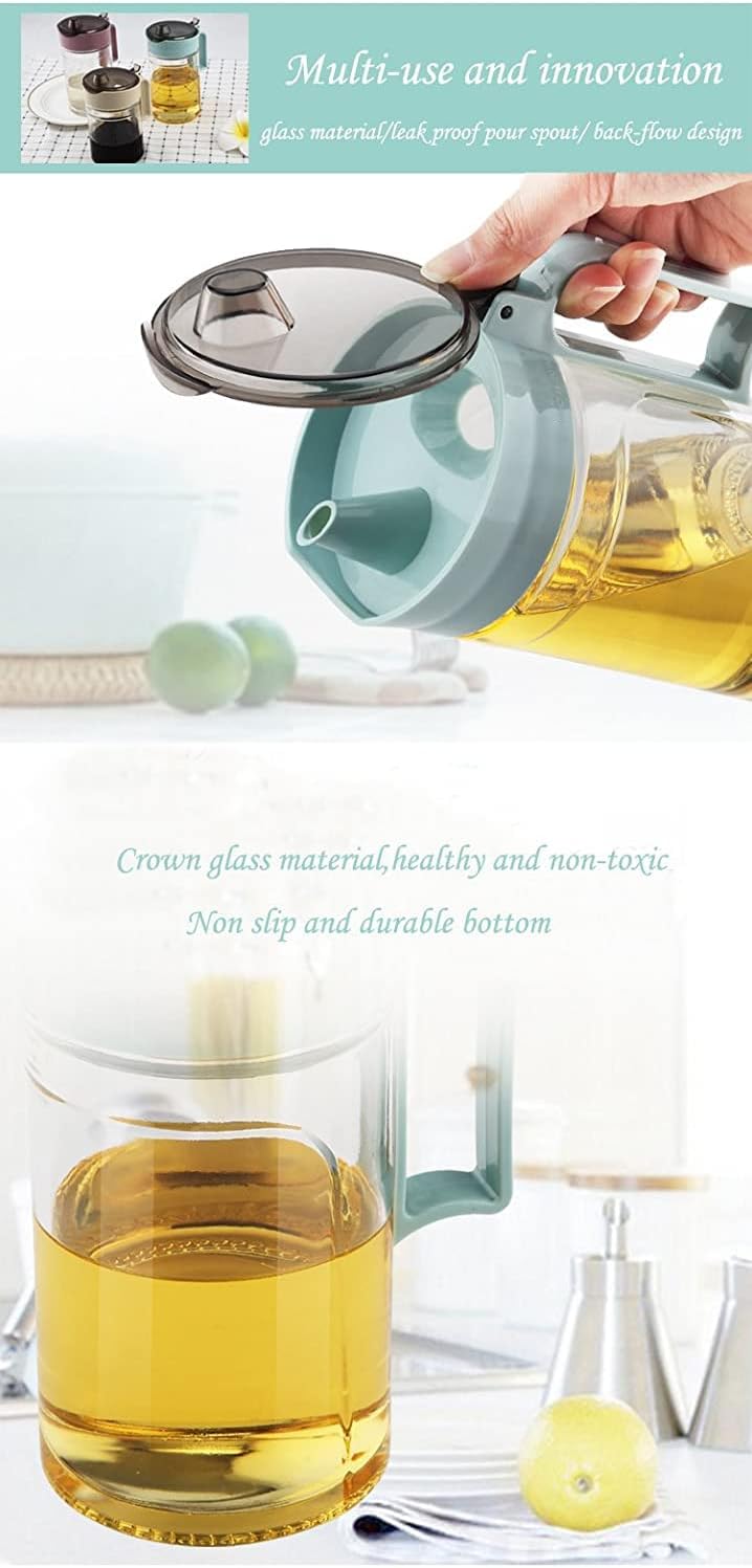 TENTA KITCHEN Olive Oil Vinegar Syrups Bottle Dispenser Cruet - 550ml(18.6 Oz) Oil Bottle Glass With No Drip Plastic Bottle Spout And Protective Cap(Green 1PC)