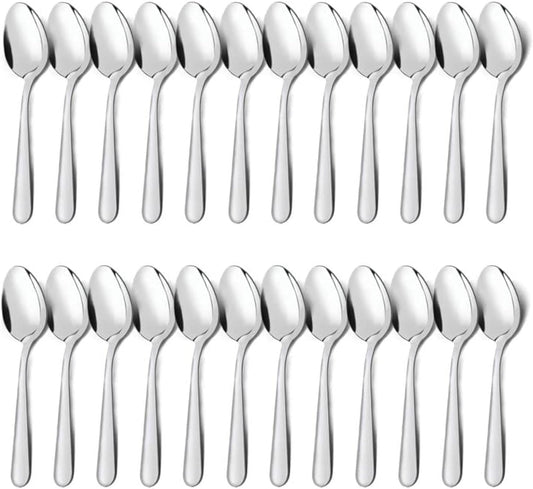 24-Piece Dinner Spoons Set (6.7 inch), Unokit Stainless Steel Spoons silverware, Dessert Spoon, Tablespoon, Silverware Spoons Only for Home, Kitchen or Restaurant - Mirror Polished, Dishwasher Safe