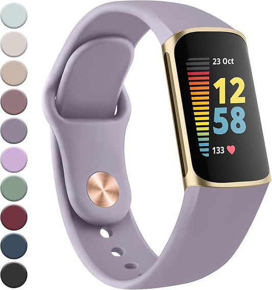 Meliya Compatible with Fitbit Charge 5 Bands Men Women, Sport Band Soft Silicone Waterproof Wristbands Replacement Strap for Fitbit Charge 5 Advanced Fitness Tracker