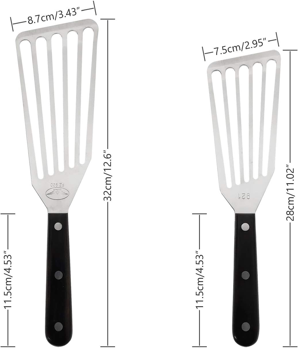 Fish Spatula, 2 Pack Stainless Steel Metal Spatula, Slotted Spatulas for Cooking, Flipping, Turning, Frying and Grilling