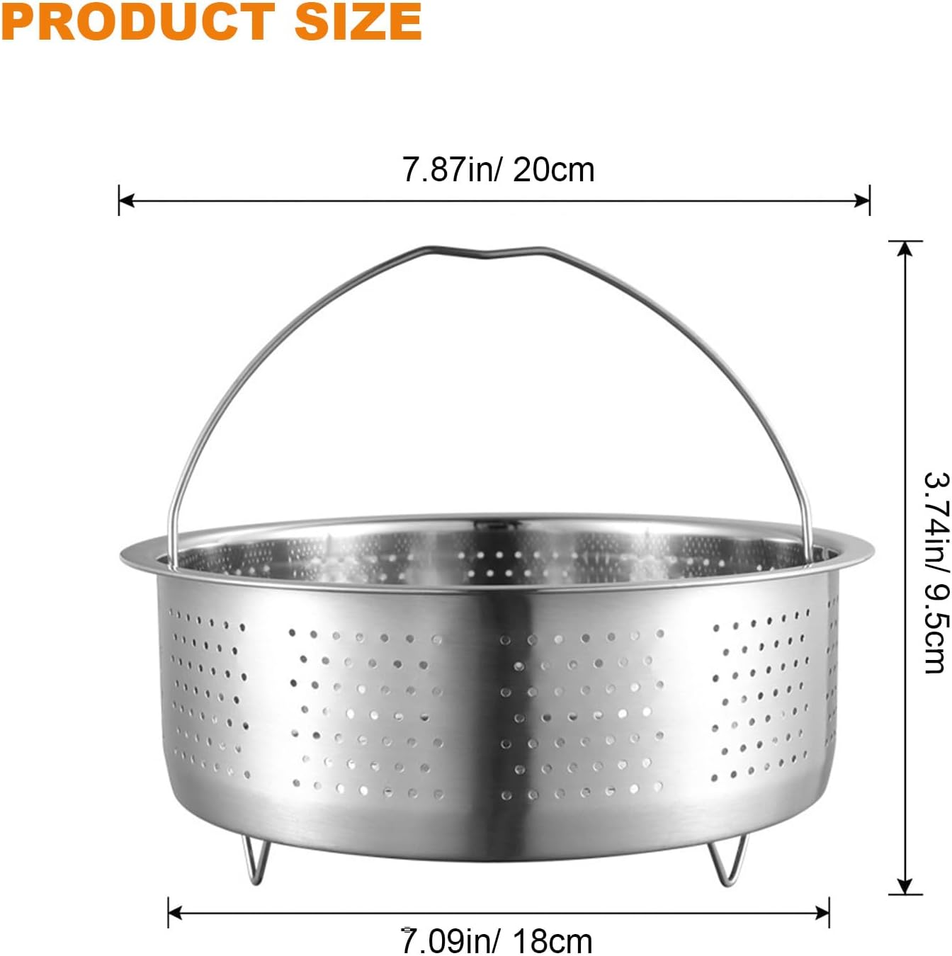 Vegetable Steamer Basket, Veggie Steaming Basket for Cooking, Stainless Steel Steamer Insert for Pot, 7.9 inch