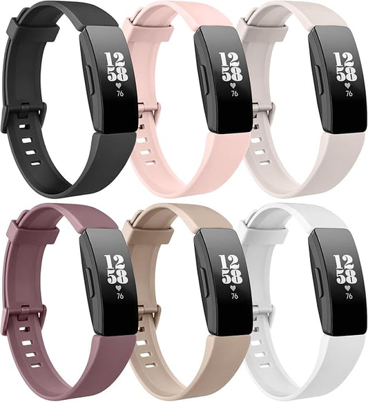 6 Pack Bands for Fitbit Inspire 2 / Inspire HR/Inspire/Ace 2 Replacement Wristbands for Women Men Small Large