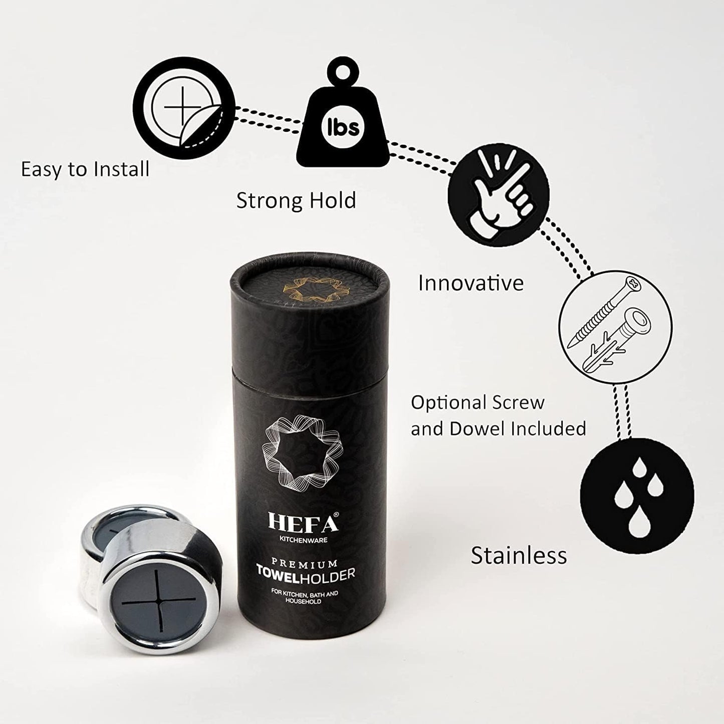 HEFA Towel Hooks, Towel Holder, Dish Towel Holder, Kitchen Organization, Kitchen Towel Hook, Kitchen Towel Holder, Hand Towel Holder, Kitchen Gadgets, Kitchen Essentials, Bathroom Accessories, 4 Pack