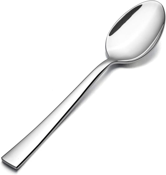 Teaspoon Set of 6, E-far 6.7 Inch Stainless Steel Spoons for Kitchen or Restaurant, Non-toxic & Mirror Polished, Squared Edge & Dishwasher Safe