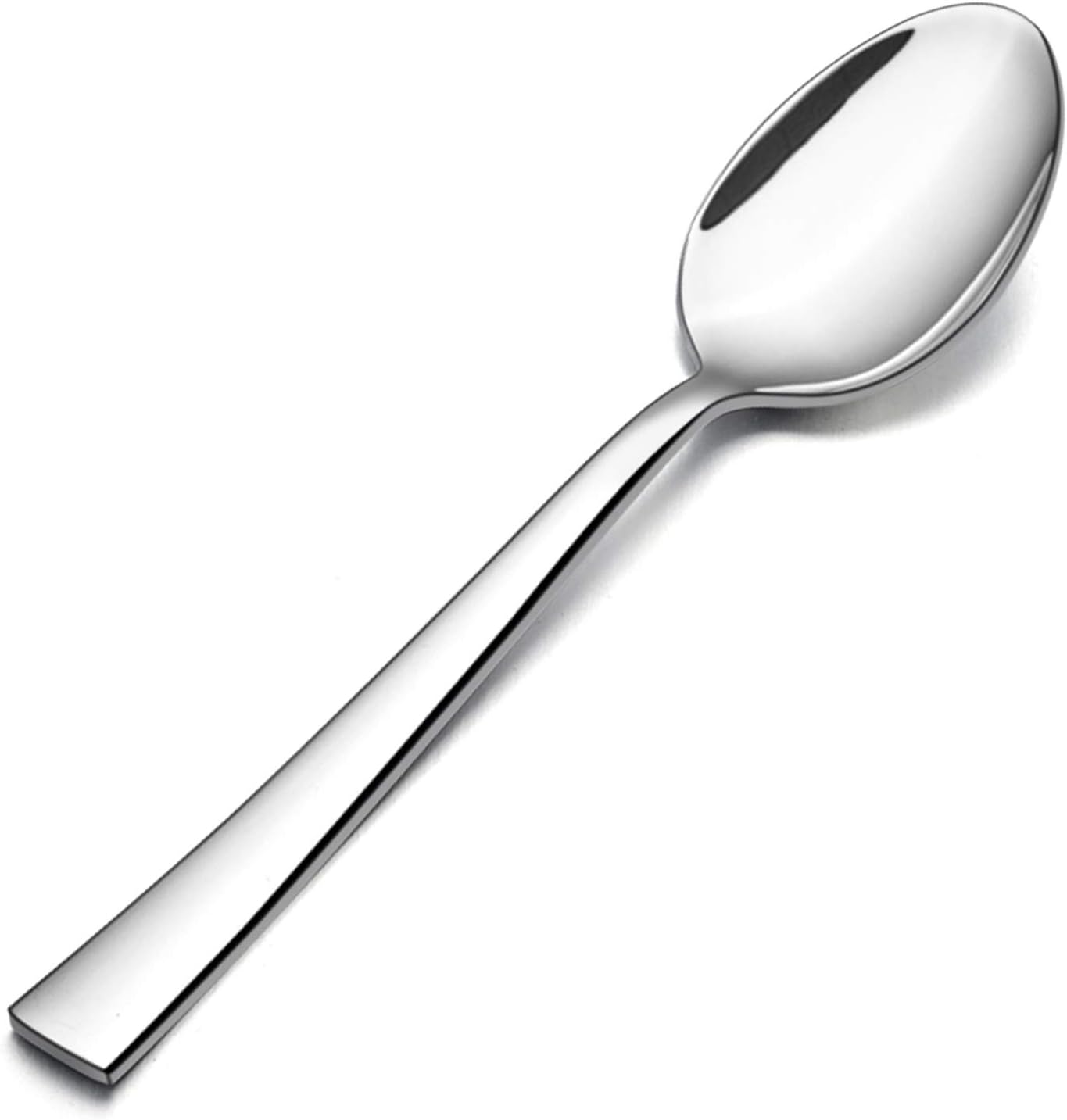 Teaspoon Set of 12, E-far 6.7 Inch Stainless Steel Spoons for Kitchen or Restaurant, Non-toxic & Mirror Polished, Squared Edge & Dishwasher Safe