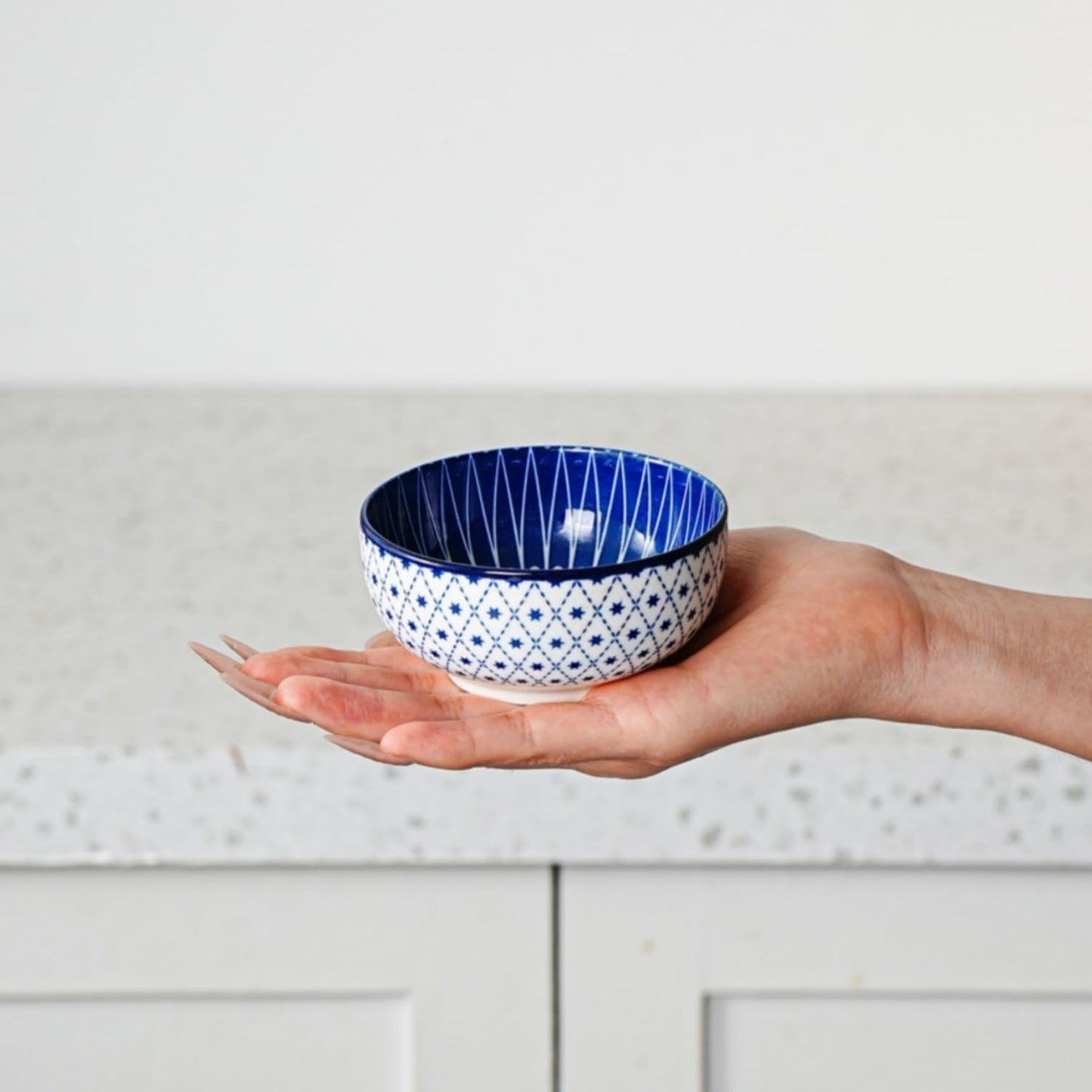 Ceramic Dipping Bowls Set - 4 Oz Small Dessert Bowl 3.5 Inch Porcelain Small Bowls for Side Dishes, Snack, Yogurt, Appetizer - Microwave Dishwasher Safe - Set of 6 - Vintage Blue