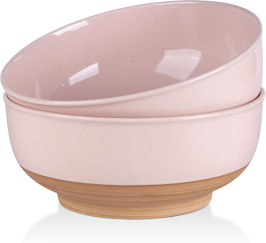 AmorArc 9.8’’ Ceramic Serving Bowls, 95 OZ Extra Large Salad Bowls Set of 2, Stoneware Oversized Bowls with Rustic Terracotta Underside for Salad, Soup and Dinner. Large Bowls for Entertaining &Gift