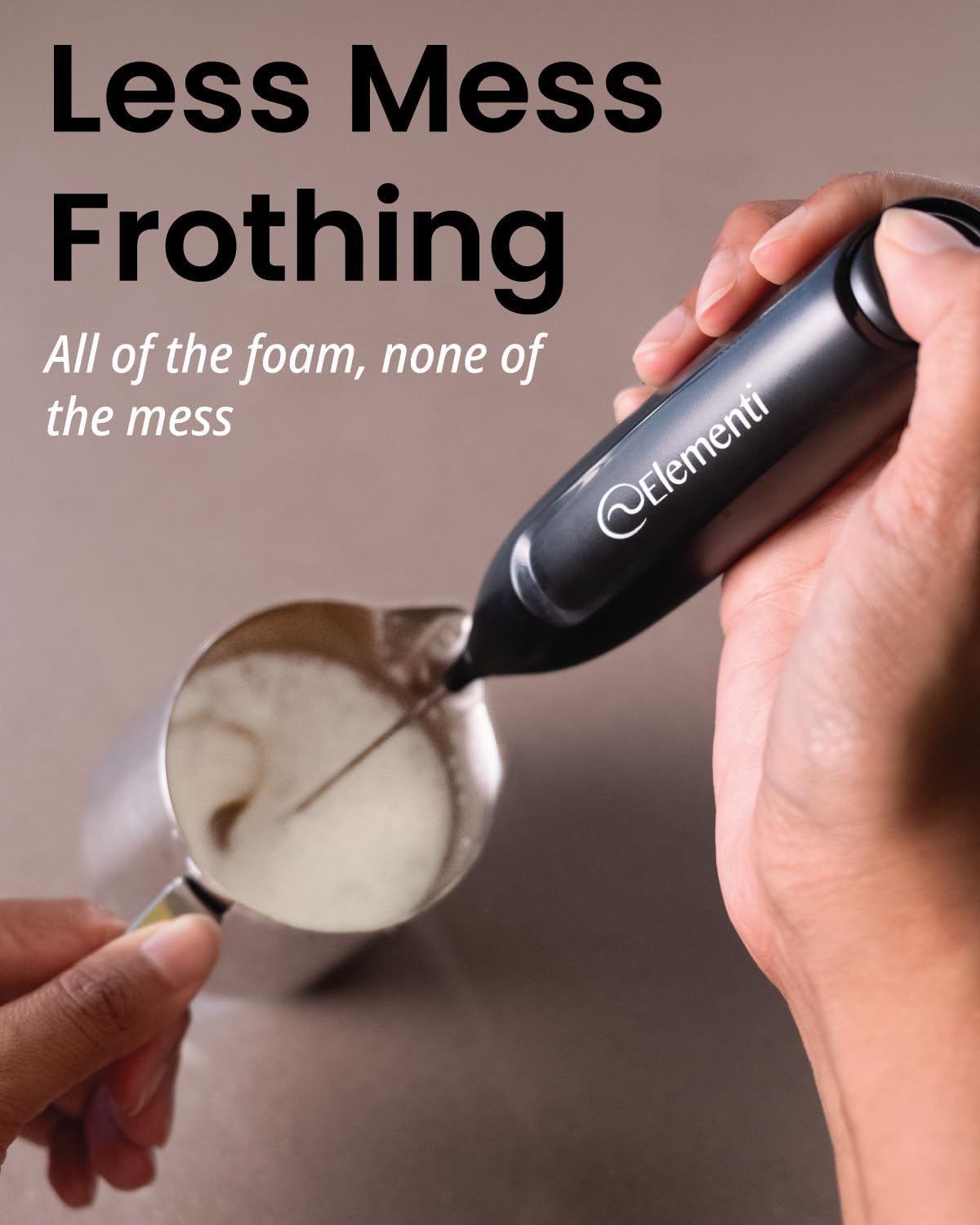 Elementi Powerful Frother Wand – Lightweight Milk Frother & Drink Mixer Handheld, Matcha Whisk for Dreamy Lattes, Powerful Coffee Mixer Wand & Blender Stirrer - Make Creamy Cappuccinos (Electric Blue)