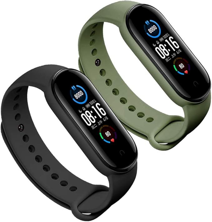 LeongLzt(4/5/8 PACK) Xiaomi Mi 5/6/7 Strap/Amazfit Band 5/6 Replacement Bands for Mi Band 5/6/7 SmartWatch Bands & Amazfit Band 5/6, Skin-Friendly Soft & Flexible Silicone Straps for Male and Female