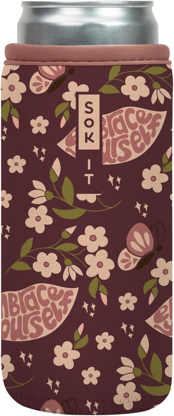 Sok It CanSok Sleeve for Beer & Soda Insulated Neoprene Cover (Self Love, 12oz Slim Can Sleeve)