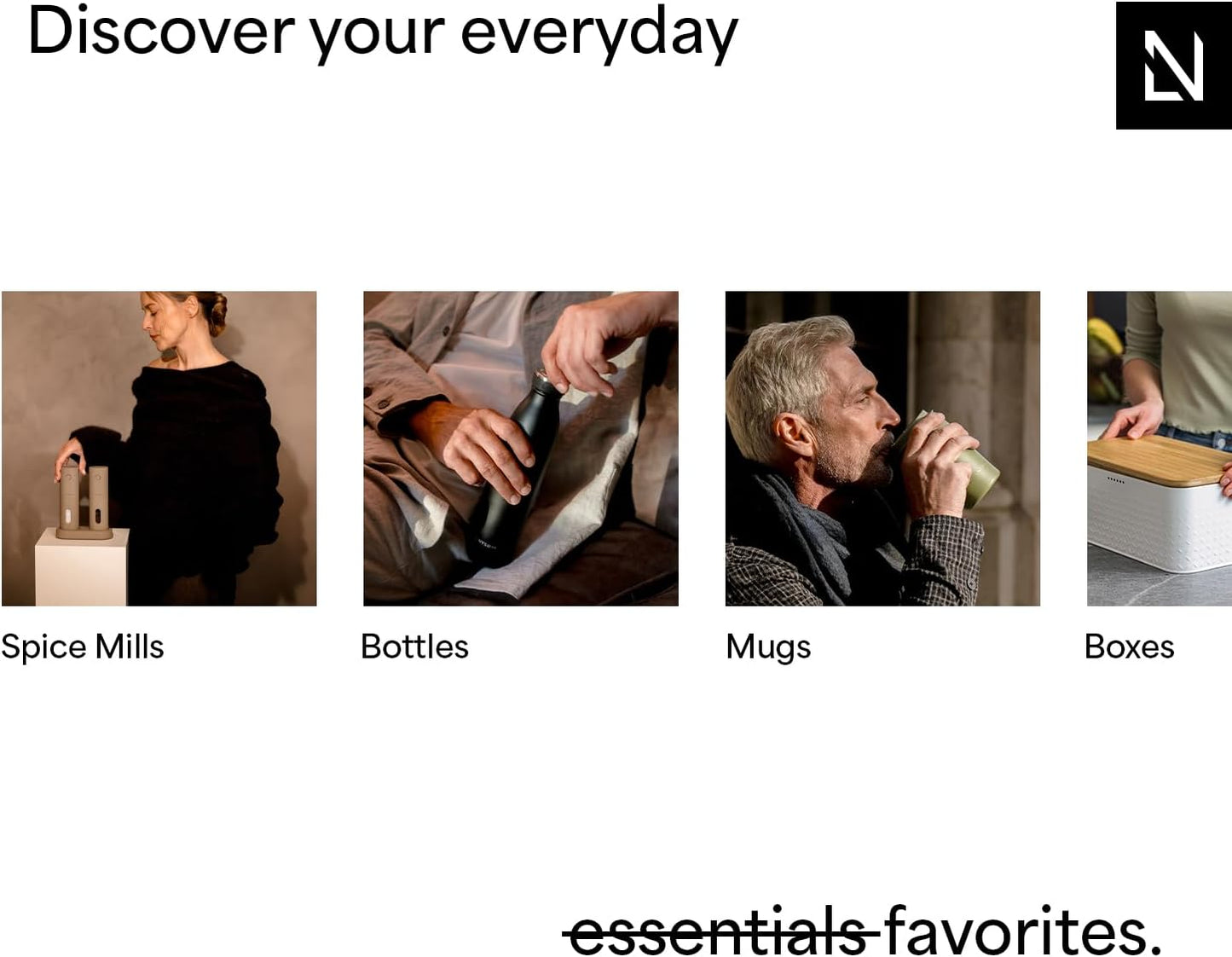 LARS NYSØM Bread Box I Metal Box with linen bag for long lasting freshness I Bread Bin with bamboo lid usable as cutting board I 14.2x7.5x5.1 In (Carbon Black)