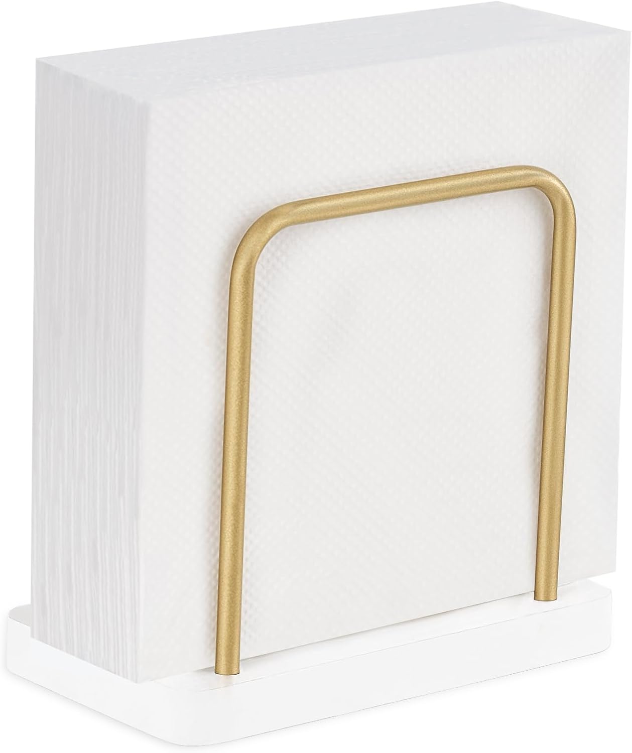 Mkono Napkin Holder for Table Wooden Paper Napkin Dispenser Servilletero for Kitchen Dining Room Cocktail Bar Party Outdoor, White