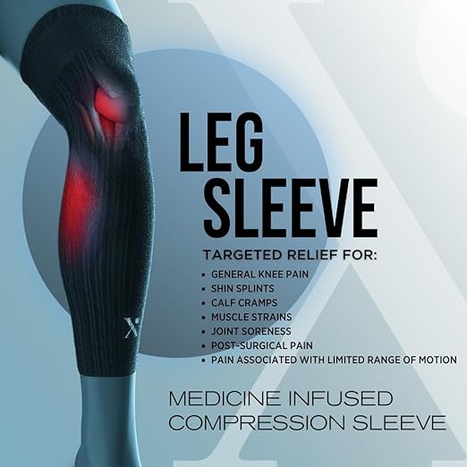 Leg Compression Sleeve for Pain Relief, Thigh, Calf and Knee Brace, Medicine-Infused Compression Sleeves for Women and Men with Arthritis, Tendonitis and Calf Cramps