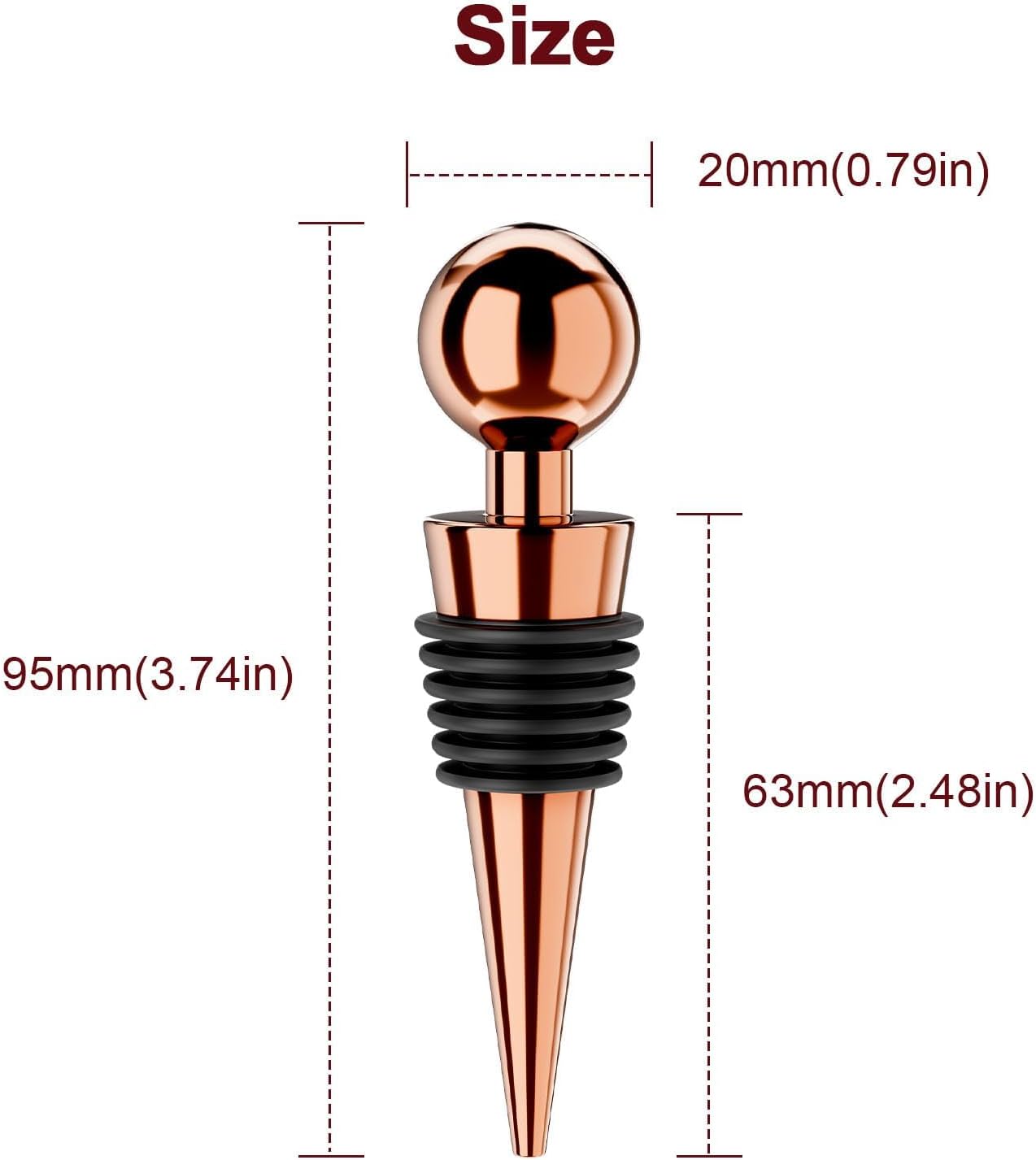 Wine Stoppers for Wine Bottles 6Pcs Vacuum Wine Bottle Stopper with Silicone Reusable Wine Corks, Leak proof Keep Fresh Suitable for Standard (Goldrose, 6 Pack)