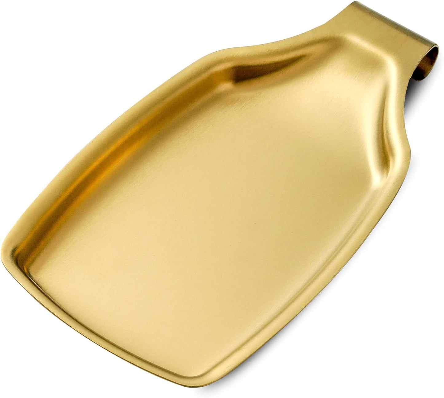 Gold Spoon Rest For Stove up, Stainless Steel Spoon Rest For Kitchen Counter, Large Kitchen Spoon Holder with Square Bottom, Spatula Spoon Ladle Utensil Holder, Heavy Duty.