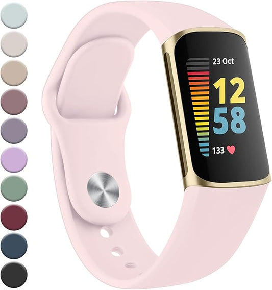 Meliya Compatible with Fitbit Charge 5 Bands Men Women, Sport Band Soft Silicone Waterproof Wristbands Replacement Strap for Fitbit Charge 5 Advanced Fitness Tracker