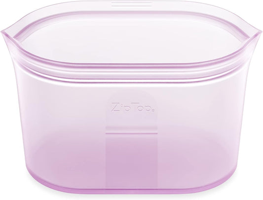 Zip Top Reusable Food Storage Bags | Large Dish [Lavender] | Silicone Meal Prep Container | Microwave, Dishwasher and Freezer Safe | Made in the USA