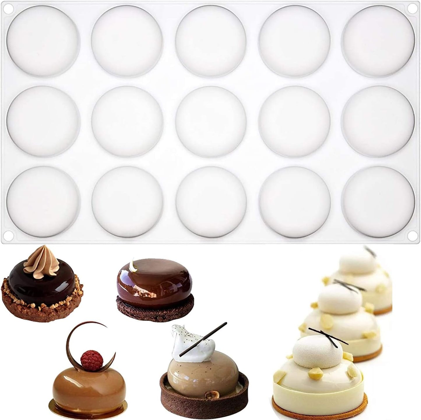 OCPO KITCHEN Stone Silicone Mold for Baking Mousse Cake, Candy, Pastry, Chocolate, Cupcake, Jelly, Cookie, Pudding, Cake Decoration Mold, 3D Stone Shape (15-Cavity)