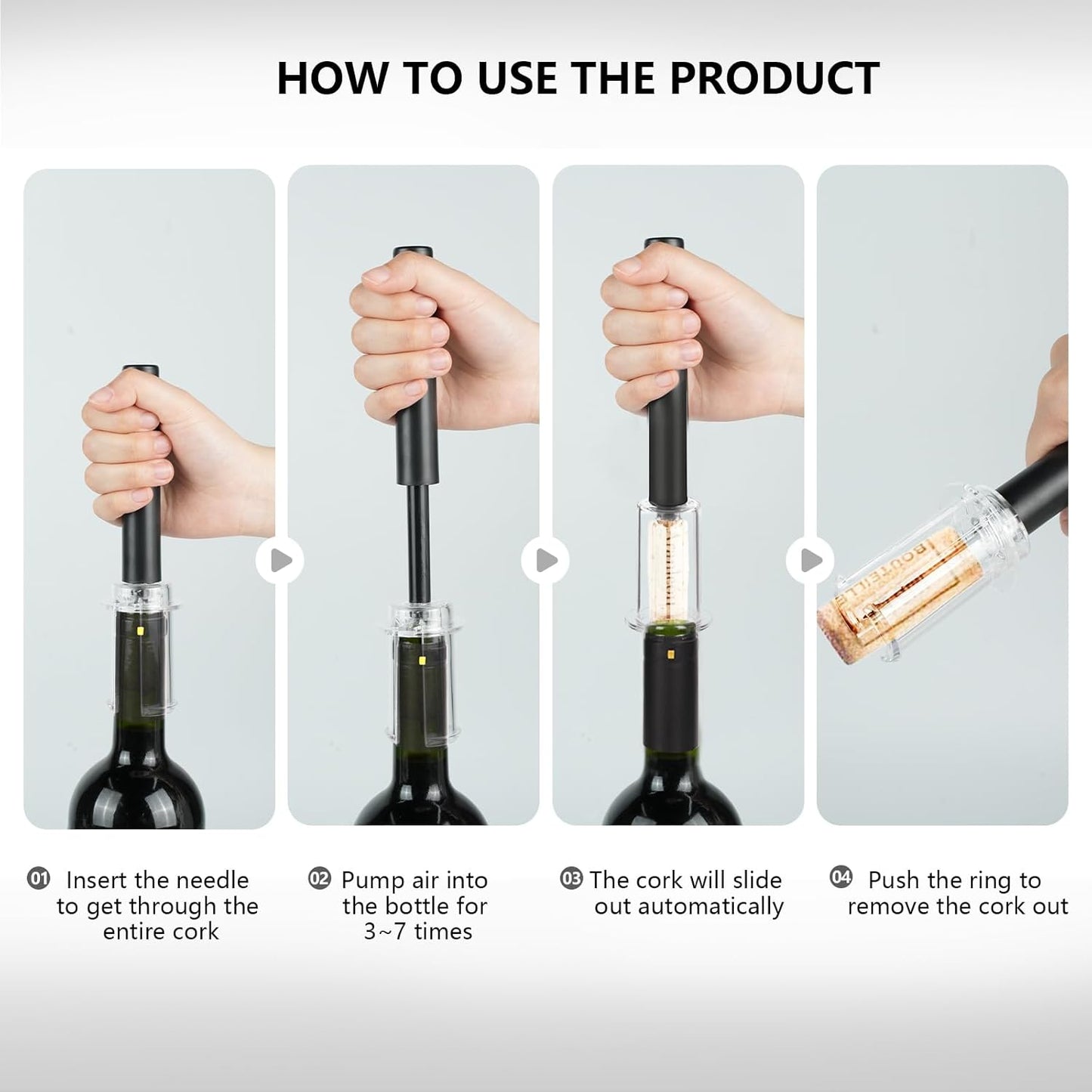 Wine Air Pressure Pump Bottle Opener Set,Simple Wine Pump Cork Remover Corkscrew,Efficient Corkscrew Bottle Opener,Easy Screw Out Tool, Perfect Wine Gift For Wine Lovers. (2)
