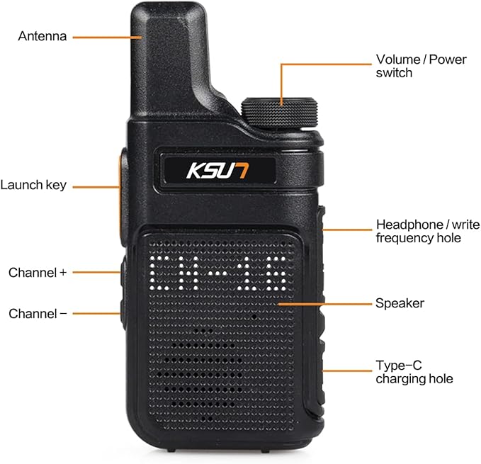 KSUN 4 Pack Walkie Talkies for Adults 22 FRS 4000mAh Battery M6
