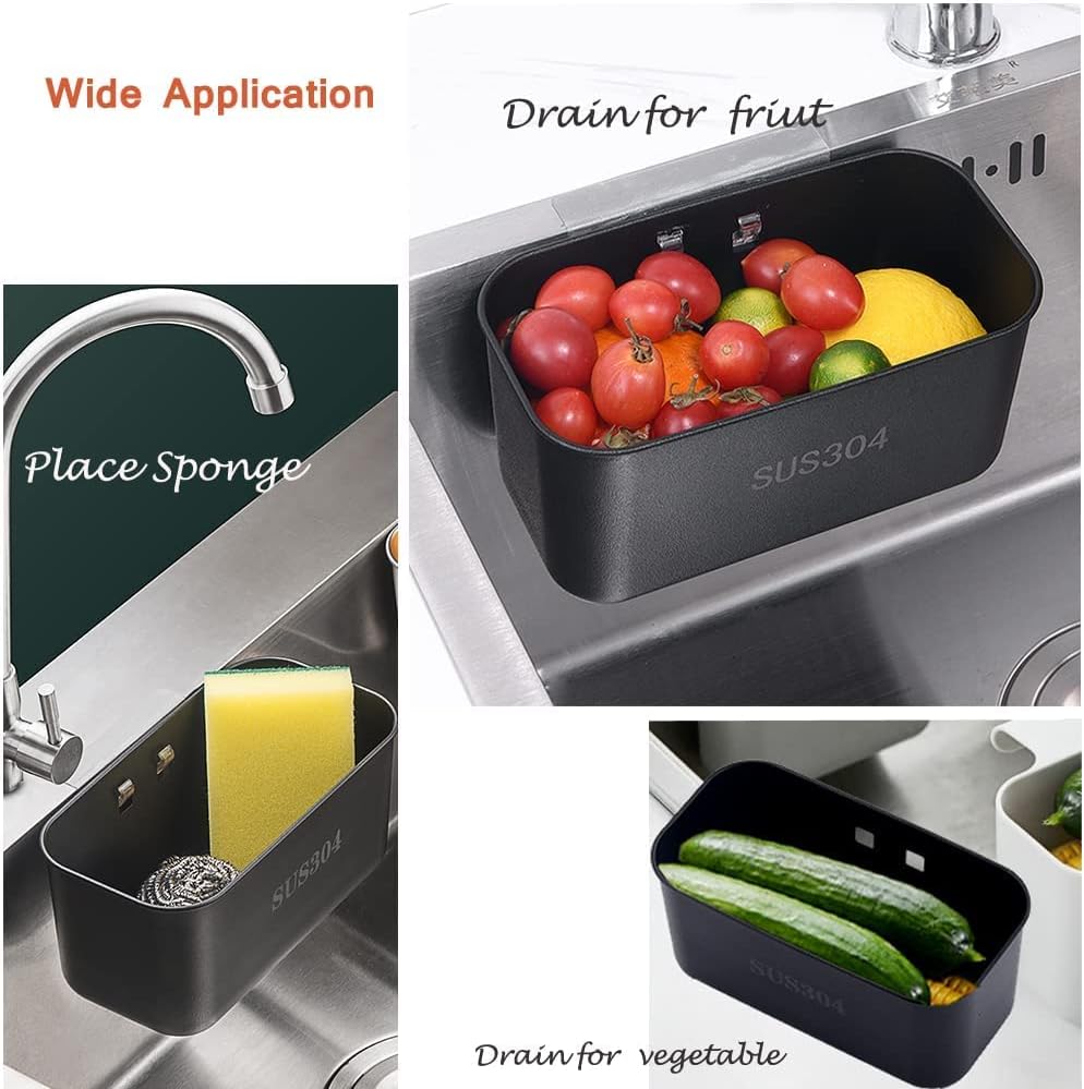 Multifunction Sink Strainer Kitchen Food Catcher Sink Strainer Basket for Filter Kitchen Waste and Wash Vegetables Fruits… (Black)