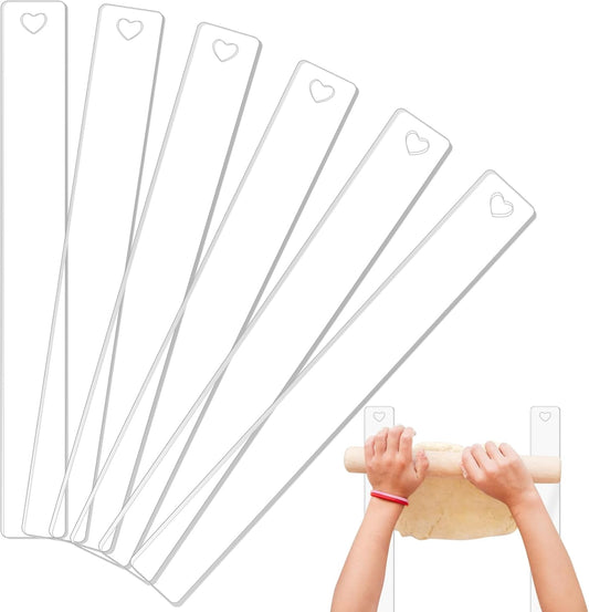 3 Pairs Rolling Pin Guides, Dough Thickness Guides, Polymer Clay Depth Guide Set, 3 Sizes 2/3/5mm for Polymer Clay Thickness, Durable Acrylic Roller Depth Guides for Crafting, Polymer Clay Tools