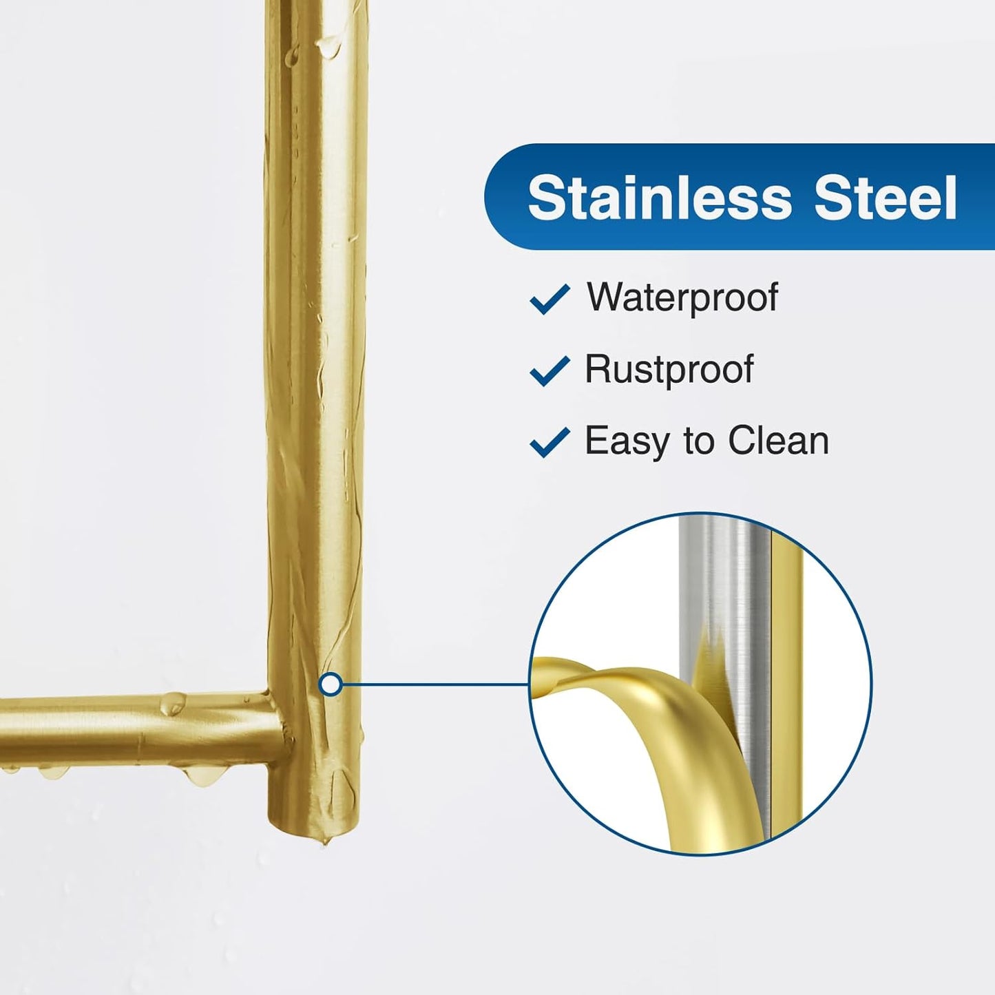 Paper Towel Holder - Self-Adhesive or Drilling, Gold Wall Mounted Rack - SUS304 Stainless Steel Kitchen Roll Holder Under Cabinet (2 Pack)