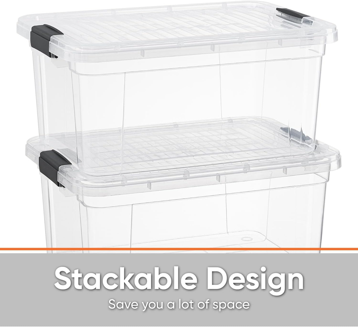 Superio Storage Bins with Lids - Clear Boxes for Organizing, Stackable Plastic Containers - BPA Free, Non-Toxic, Odor Free, Organizer for Home, Office, Dorm(2 Pack, 11 Qt)