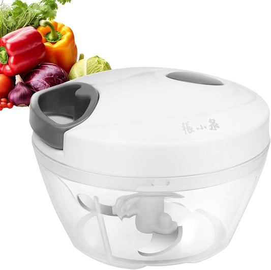 ZHANG XIAO QUAN SINCE 1628 Manual Food Chopper Hand Pull String Vegetable Cutter Onions Garlic Chopper Portable Food Mincer for Garlic Ginger Herbs Nuts Durable Kitchen Food Processor 1.6 Cup(400ml)