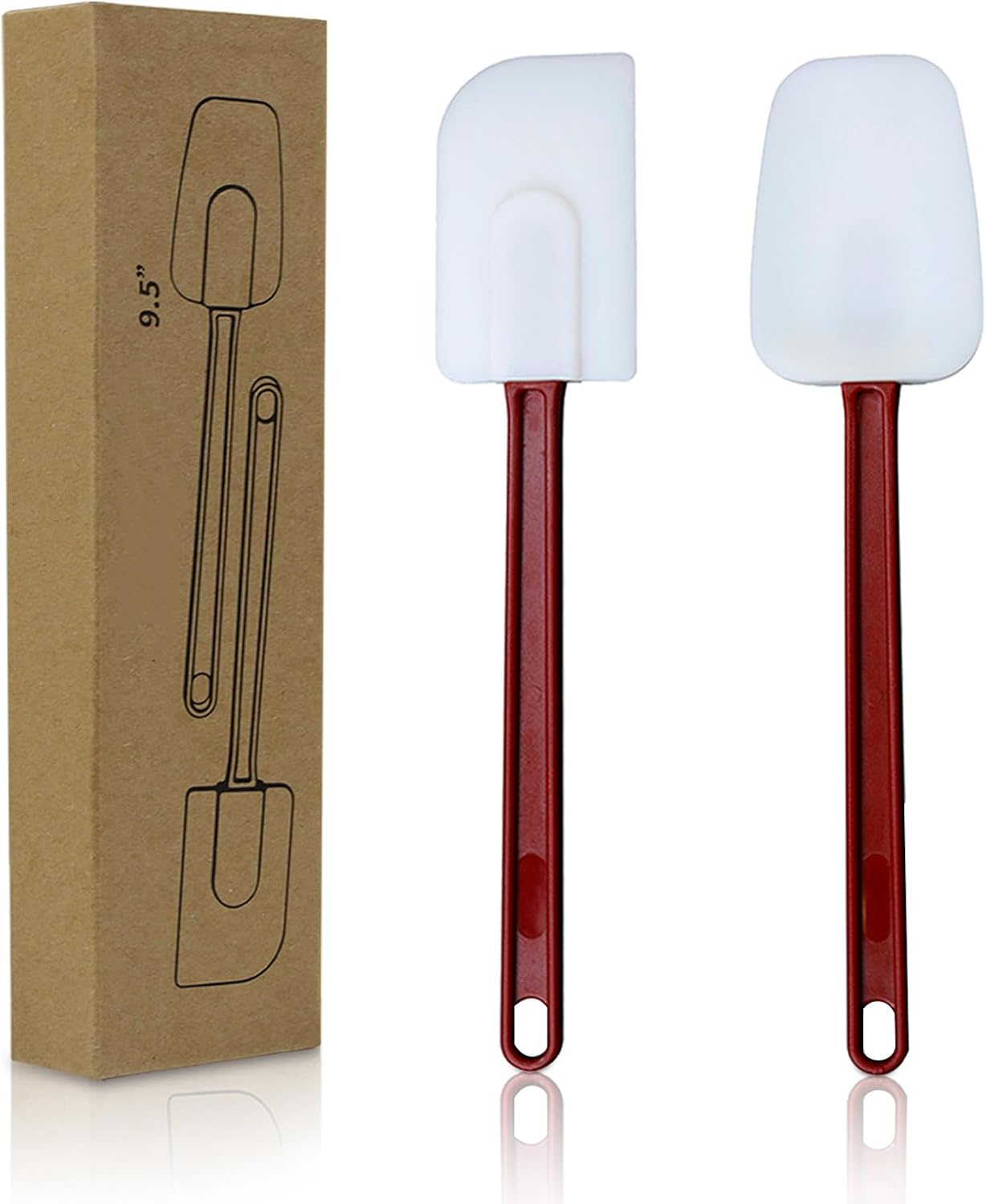 Silicone Spatulas Heat Resistant.Commercial Spatula for Cooking.Heavy Duty Rubber Spatulas.Silicone Spatula Set of 2 (9.5inch)