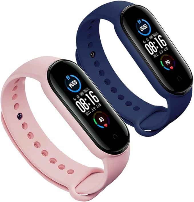 LeongLzt(4/5/8 PACK) Xiaomi Mi 5/6/7 Strap/Amazfit Band 5/6 Replacement Bands for Mi Band 5/6/7 SmartWatch Bands & Amazfit Band 5/6, Skin-Friendly Soft & Flexible Silicone Straps for Male and Female