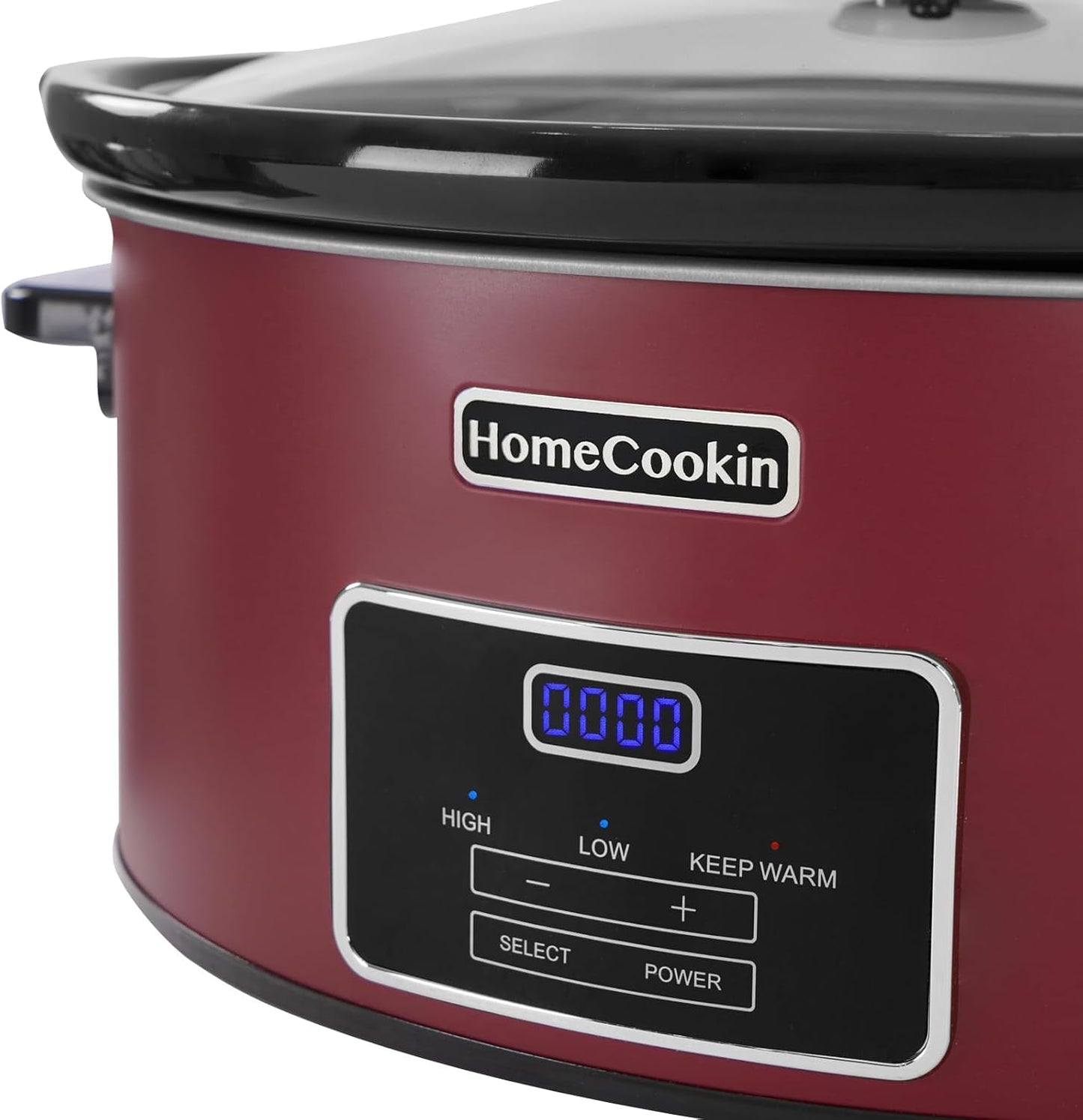 HOMECOOKIN 8 Quart Programmable Slow Cooker, Kitchen Appliances, Perfect Kitchen Small Appliance for Family Dinners, Red Stainless Steel