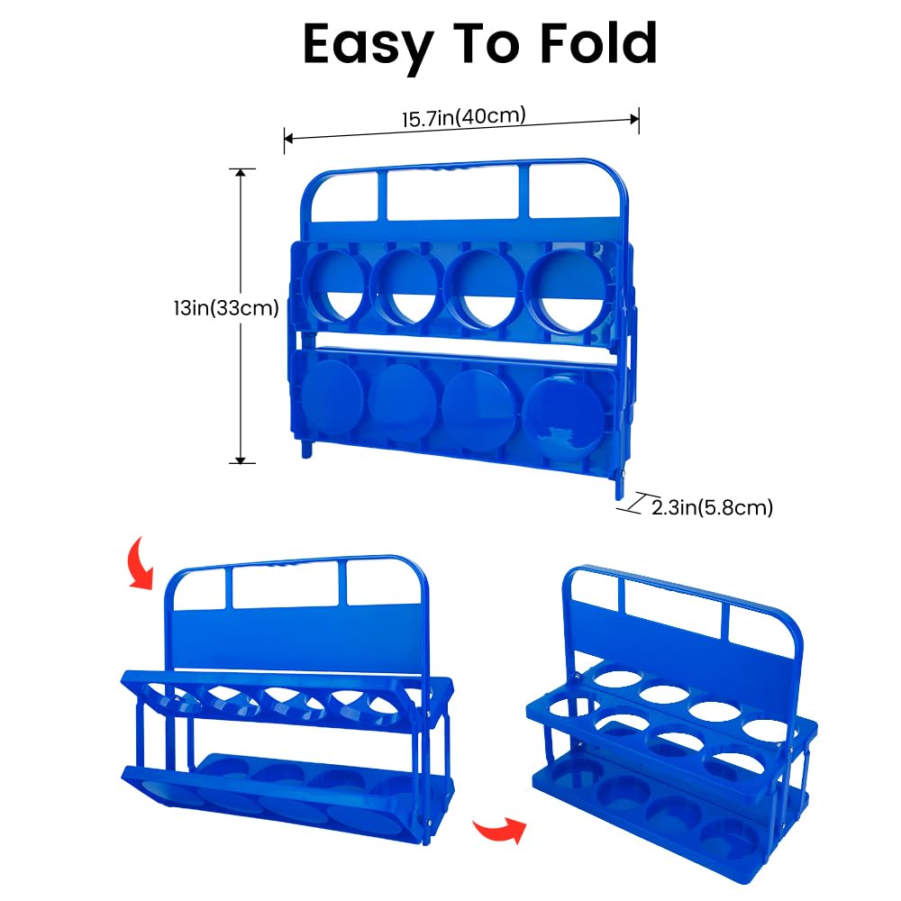 Bodaon 8 Cup Drink Carrier with Handle, Plastic Cup Carriers for Drinks, Drink Holder for Car, GrubHub/Eats Doordash Accessories, Portable Foldable Reusable Mobile, Use for Food Delivery Bag, Blue