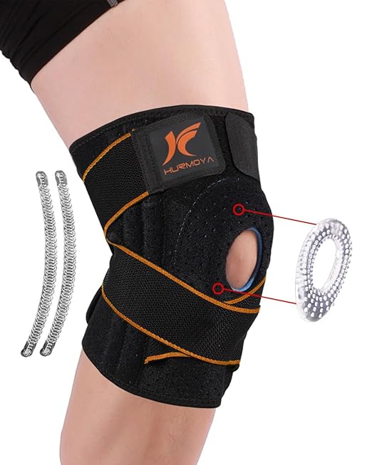 Knee Brace for Women & Men Meniscus Tear, Knee Pain Relief, Arthritis,2 Straps Compression, Side Stabilizers, Patella Gel Pads Knee Support (Orange, X-Large)