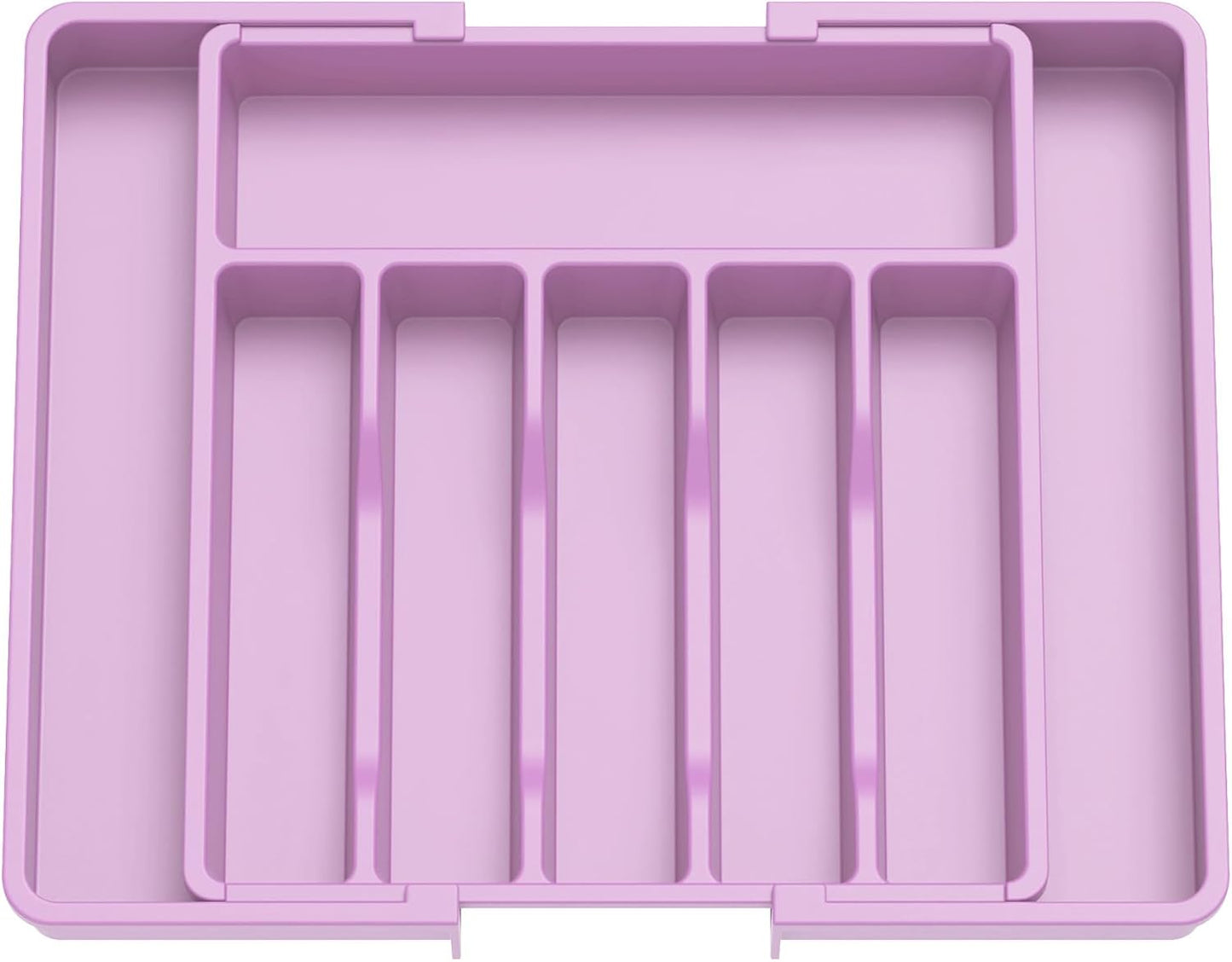 Lifewit Silverware Drawer Organizer, Expandable Utensil Tray for Kitchen, BPA Free Flatware and Cutlery Holder, Adjustable Plastic Storage for Spoons Forks Knives, Large, Purple