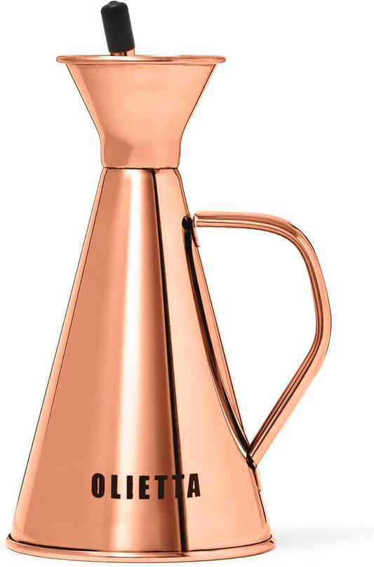 Olive Oil Dispenser Bottle Copper Stainless Steel Non Drip Leak Proof No Mess Vinegar Pourer & Kitchen Drizzler 8.5 oz 250ML 0.25 Litre Great for Pouring & Drizzling Easy to Clean & Leakproof