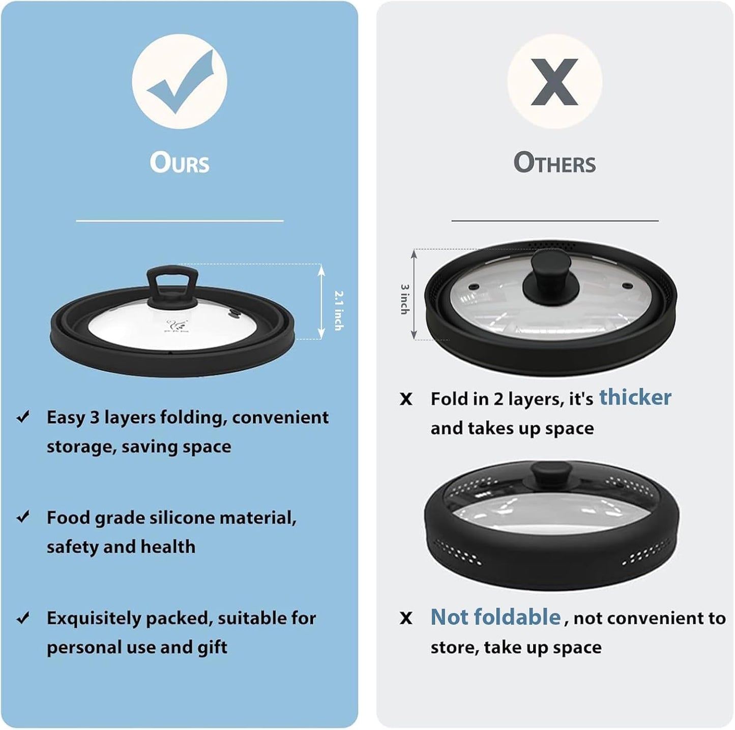 Microwave Splatter Cover Vented Glass Splatter Guard Lid with Collapsible Silicone for Food as Pot Cover 11.8 inch Large Plate for 6 7 8 9 10 11 inch Plate Bowl