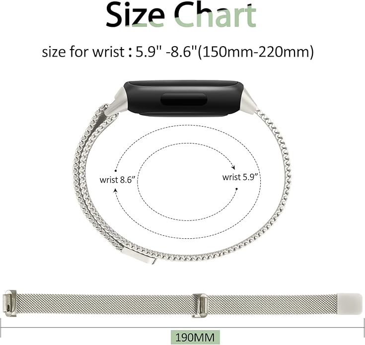 Meliya Metal Band for Fitbit Inspire 3 Bands Women Men, Stainless Steel Metal Mesh Loop Adjustable Magnetic Wristband Replacement Straps for Fitbit Inspire 3