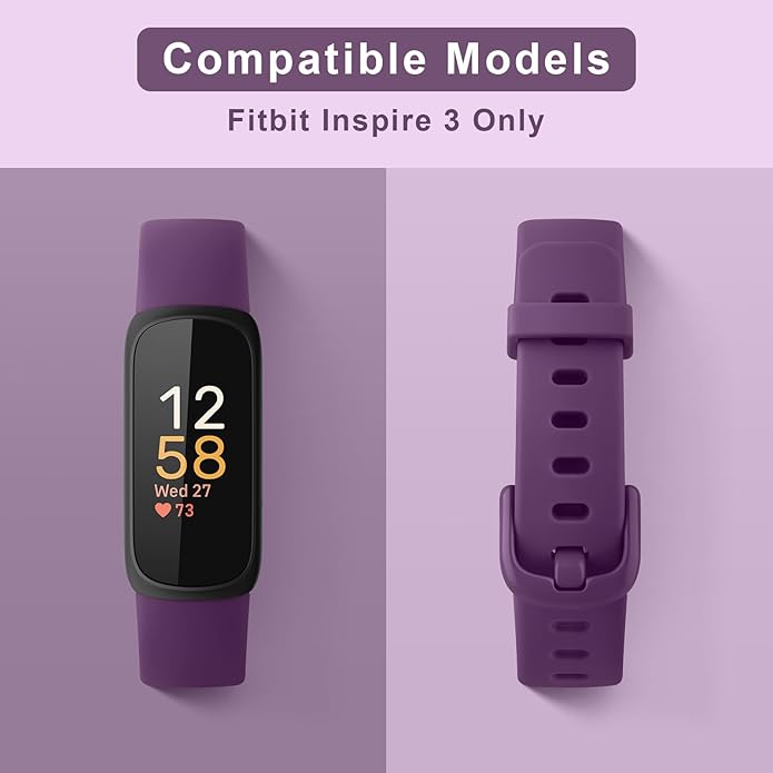 3 Pack Bands Compatible with Fitbit Inspire 3 Bands, Soft Silicone Adjustable Wristband Replacement Sport Straps Compatible with Fitbit Inspire 3 Fitness Tracker