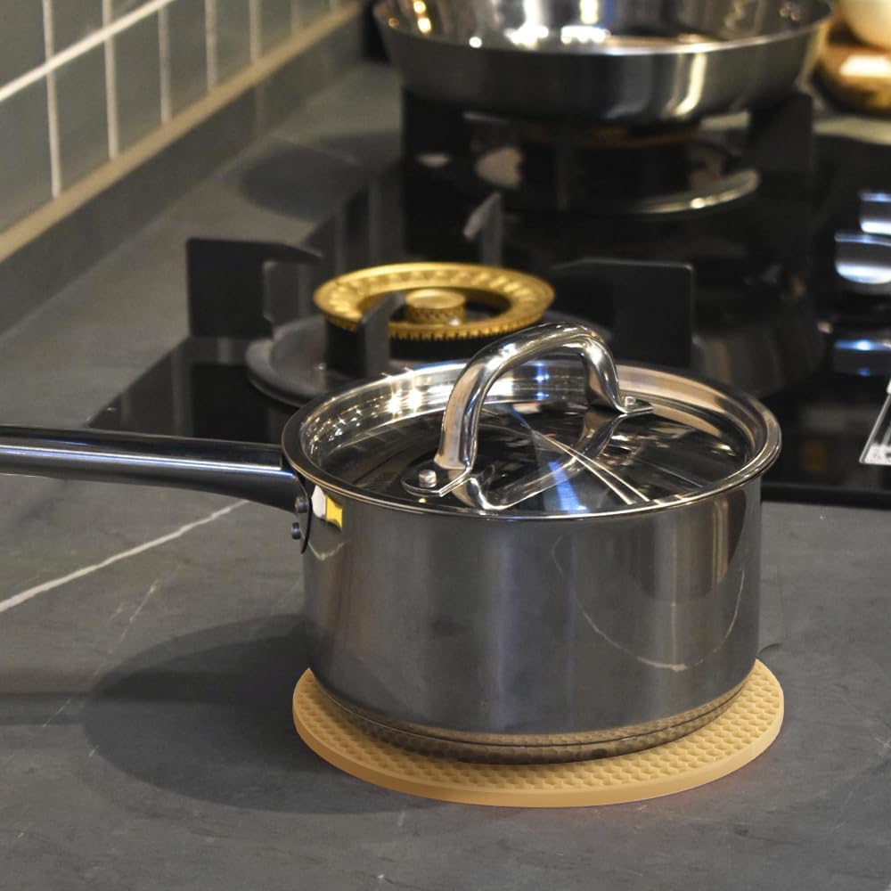 homEdge Silicone Trivets Mat, 6 Packs Multipurpose Non Slip Heat Resistant Pot Holder-Tan