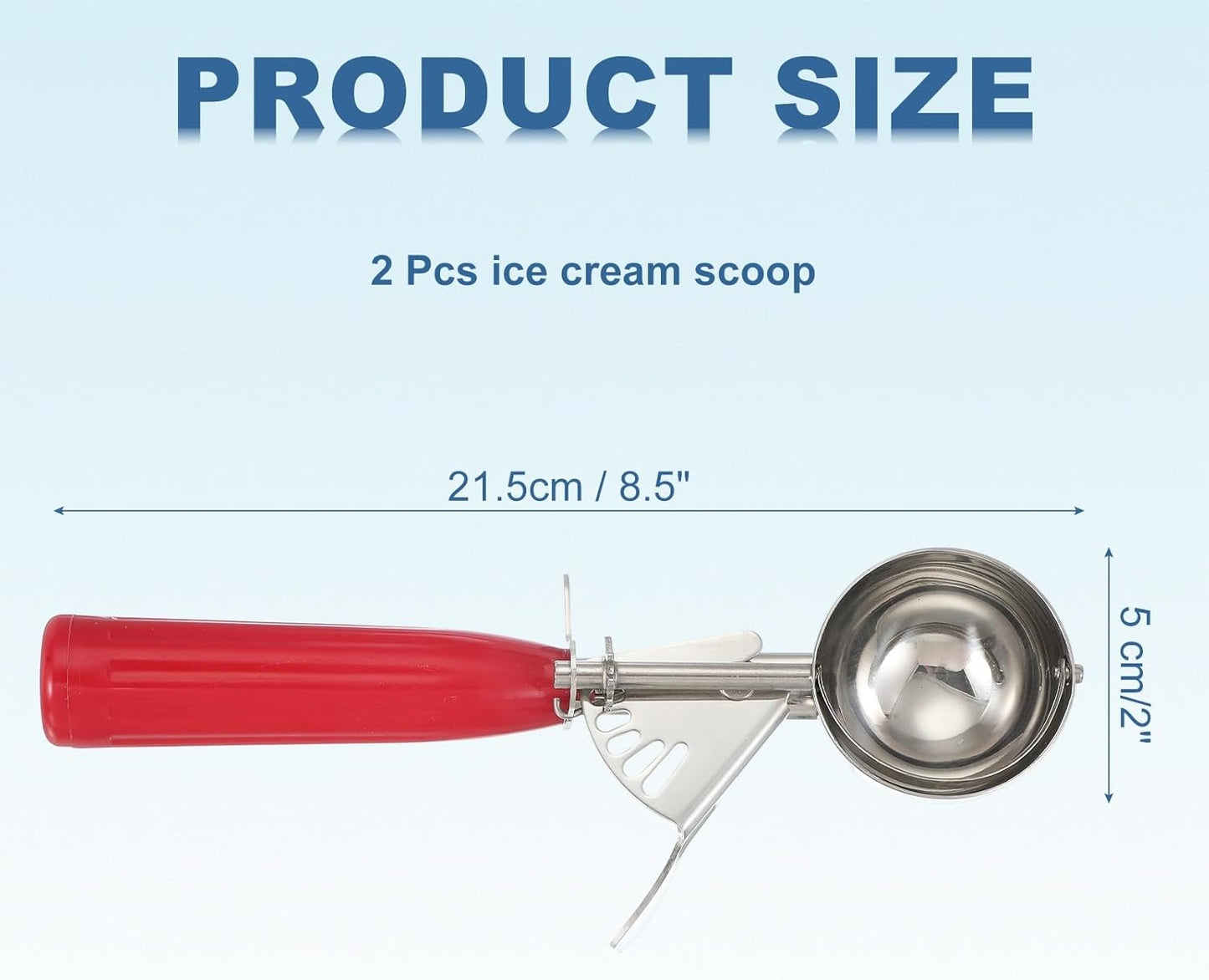 uxcell 2 Pcs Cookie Scoops, Ice Cream Scoop with Trigger for Baking Cookie Dough Rice Pudding Kitchen Gadget, Red