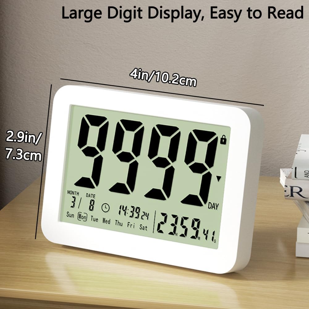 FCXJTU Digital Countdown Days Timer Clock- 9999 Days Count Down Days Timer with Stand Strong Magnetic Back for Retirement Wedding Vacation Christmas New Baby Classroom Lab Kitchen Cooking (9999Day)