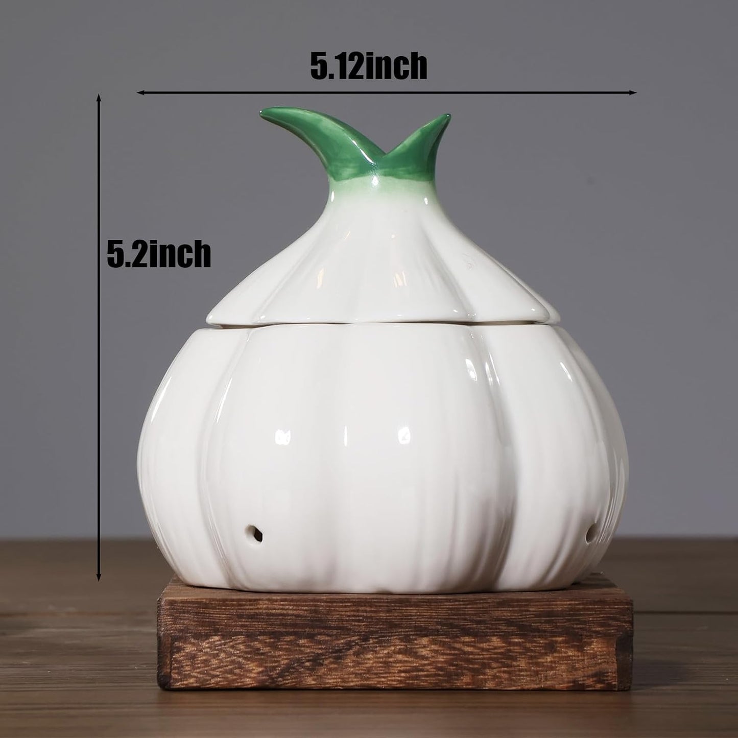 TOIVO Garlic Keeper for Counter，with Lid and Holes GarlicSaver,Garlic Holder Storage Container toKeep (white)