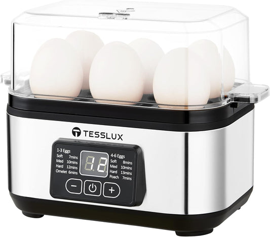 Electric Rapid Egg Cooker, 6 Egg Capacity for Hard Boiled Eggs, Poached Eggs, Scrambled Eggs, or Omelets Maker with Auto Shut Off