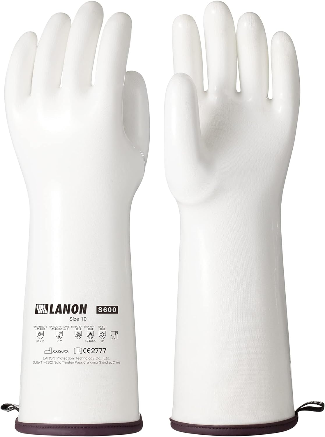 LANON 15" Liquid Silicone Heat Resistant Oven Gloves, Food Grade, CoralAir Liner, Waterproof, Extra Long, XL