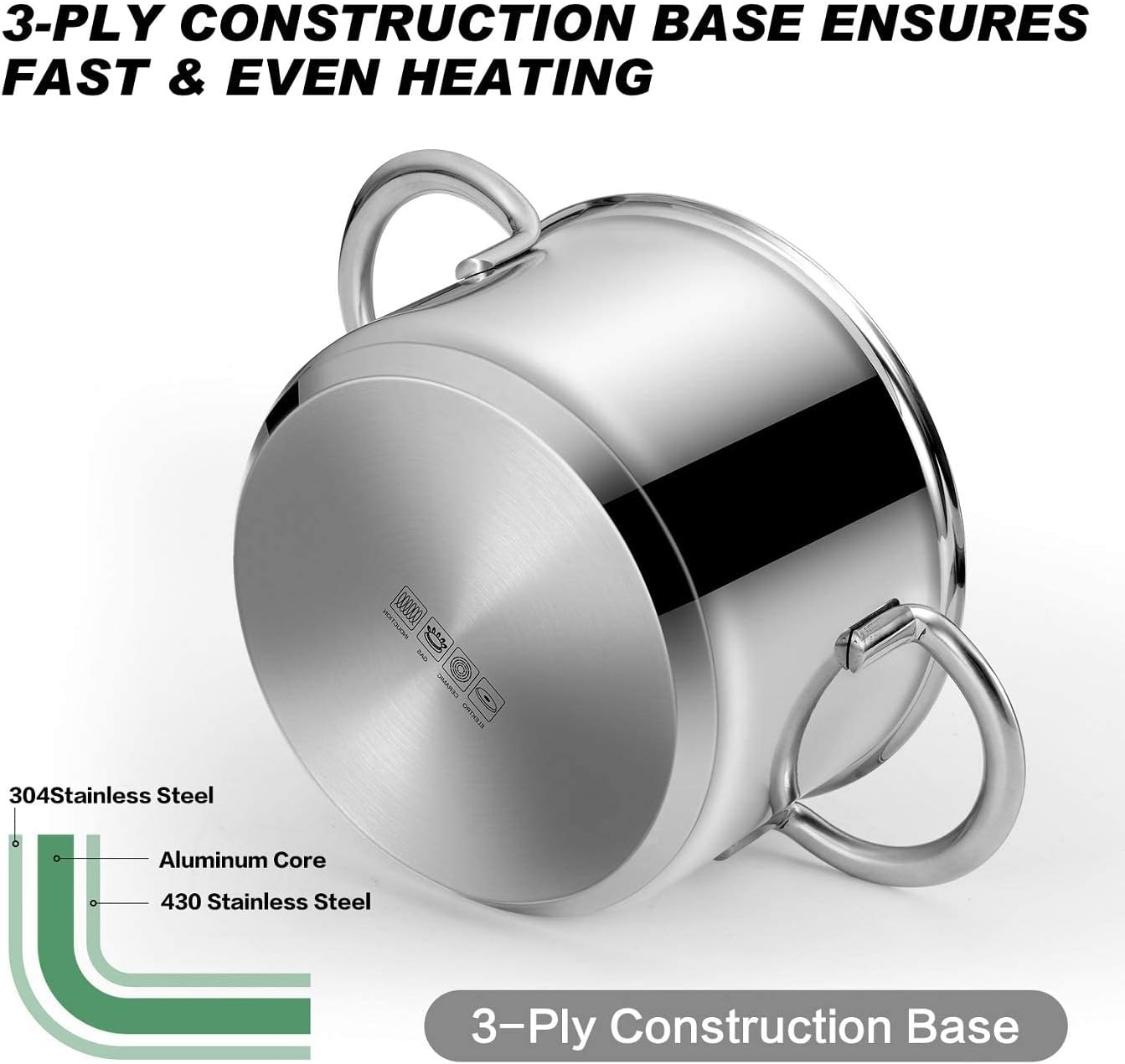 Tri-Ply Stainless Steel Sauce Pan with Steamer Basket & Straining Glass Lid — Heavy-Duty, Thick Base,Rust-Resistant,Warp-Free —100% Food-Grade —Built to Last– Works with All Stovetops, Pasta Pot 2 QT