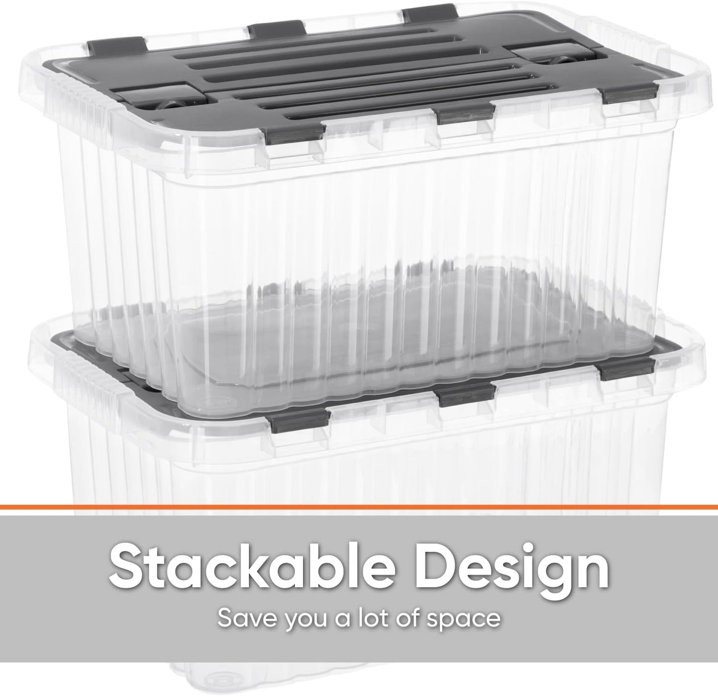 Superio Storage Bins with Lids, Clear Plastic Containers for Organizing, Stackable Totes, BPA Free, Odor Free, Organizer Boxes for Home, and Dorm (2 Pack, 20.25"x14"x10.5")