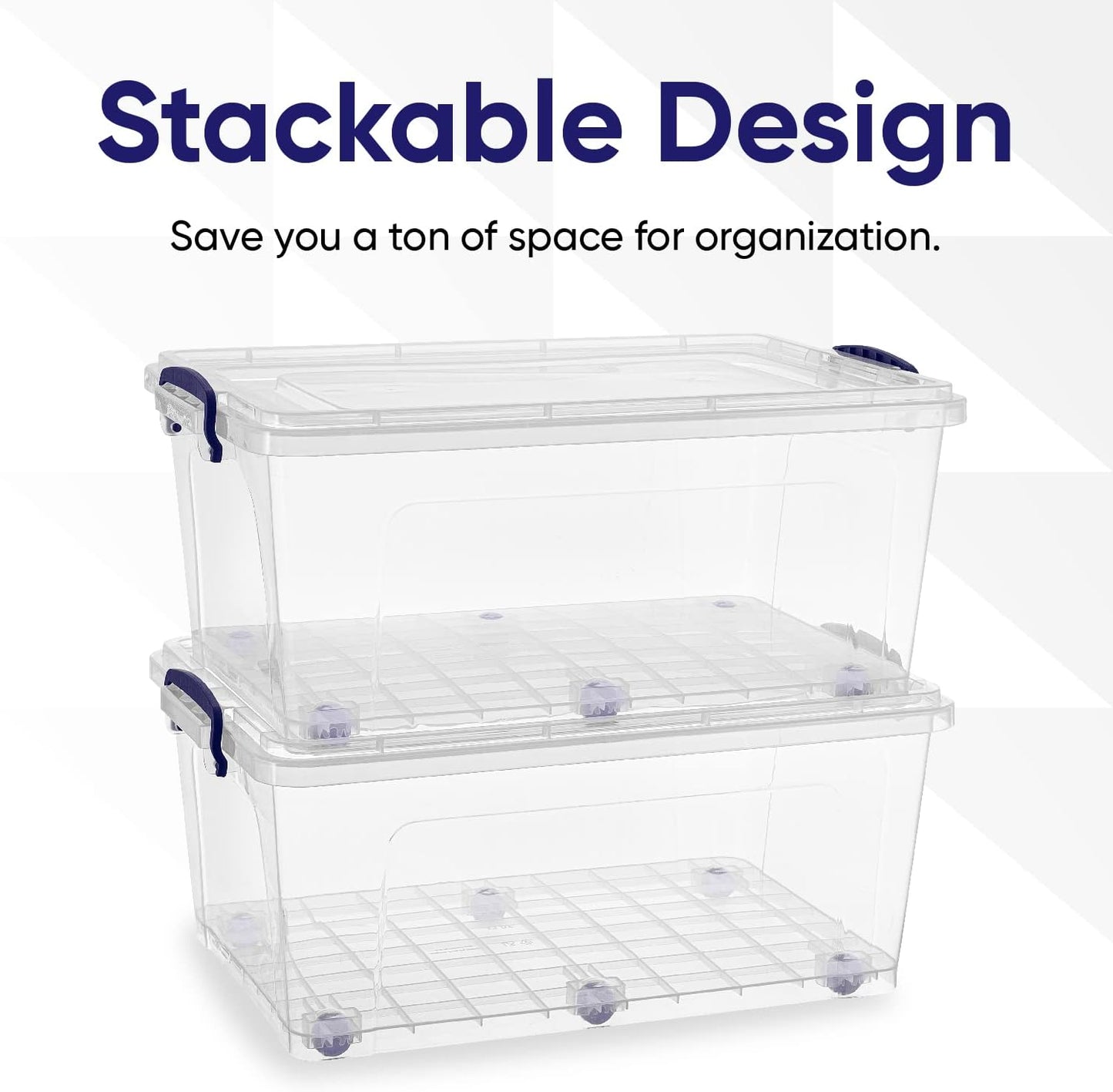 Superio Storage Bins with Lids, Clear Plastic Containers for Organizing, Stackable Totes, BPA Free, Odor Free, Organizer Boxes for Home, and Dorm (2 Pack, 32 Quart)